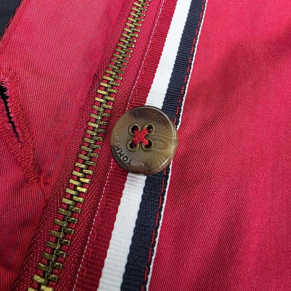 Tommy Hilfiger Coat Womens Large Red Utility Full Zip Trench Coat Pockets Jacket - Picture 12 of 16